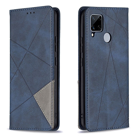 Custodia Portafoglio In Pelle Cover con Supporto B07F per Realme C25S Blu