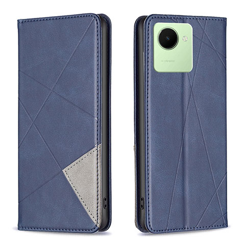 Custodia Portafoglio In Pelle Cover con Supporto B07F per Realme C30 Blu