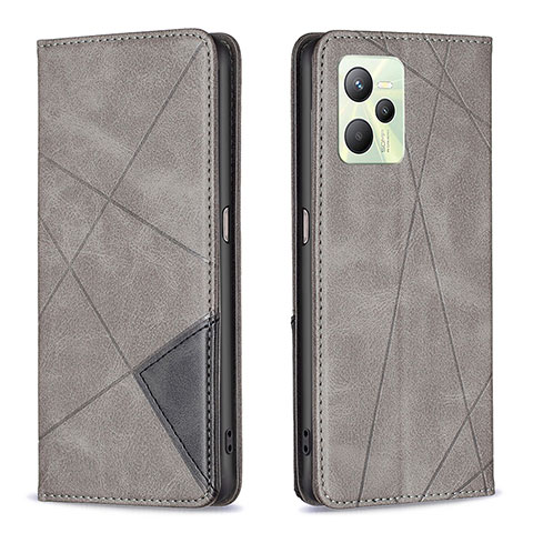 Custodia Portafoglio In Pelle Cover con Supporto B07F per Realme C35 Grigio