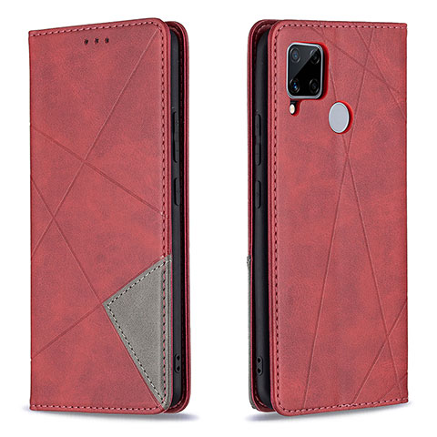 Custodia Portafoglio In Pelle Cover con Supporto B07F per Realme Narzo 20 Rosso