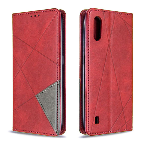 Custodia Portafoglio In Pelle Cover con Supporto B07F per Samsung Galaxy A01 SM-A015 Rosso