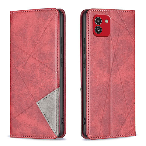 Custodia Portafoglio In Pelle Cover con Supporto B07F per Samsung Galaxy A03 Rosso