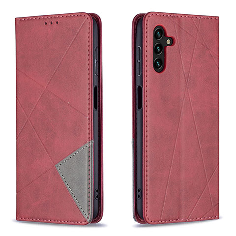 Custodia Portafoglio In Pelle Cover con Supporto B07F per Samsung Galaxy A13 5G Rosso