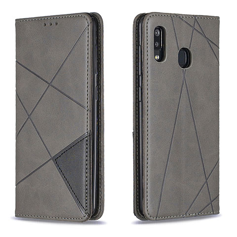 Custodia Portafoglio In Pelle Cover con Supporto B07F per Samsung Galaxy A20 Grigio