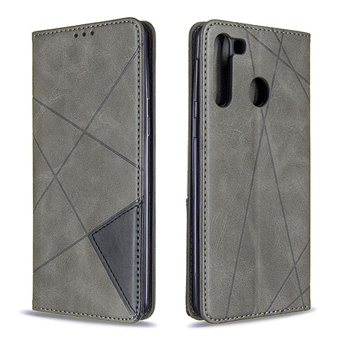 Custodia Portafoglio In Pelle Cover con Supporto B07F per Samsung Galaxy A21 Grigio