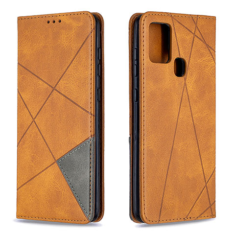 Custodia Portafoglio In Pelle Cover con Supporto B07F per Samsung Galaxy A21s Marrone Chiaro