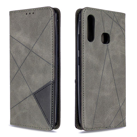 Custodia Portafoglio In Pelle Cover con Supporto B07F per Samsung Galaxy A70E Grigio