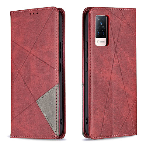 Custodia Portafoglio In Pelle Cover con Supporto B07F per Vivo V21s 5G Rosso