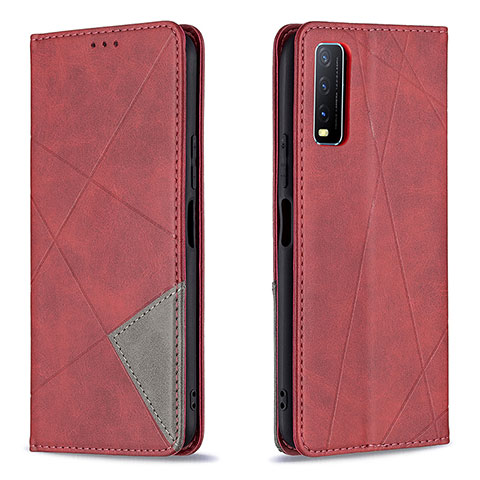 Custodia Portafoglio In Pelle Cover con Supporto B07F per Vivo Y11s Rosso