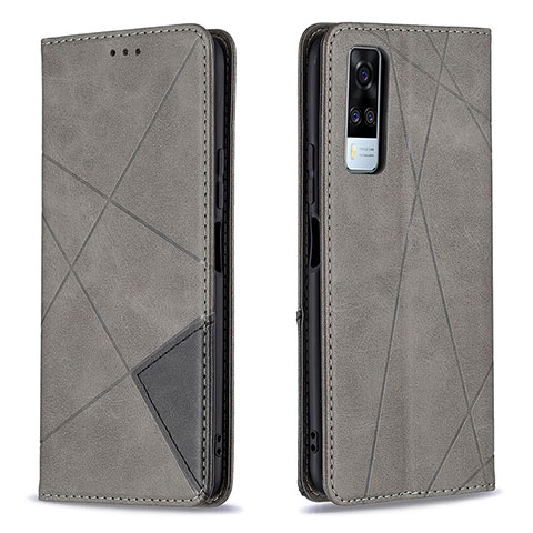 Custodia Portafoglio In Pelle Cover con Supporto B07F per Vivo Y53s NFC Grigio