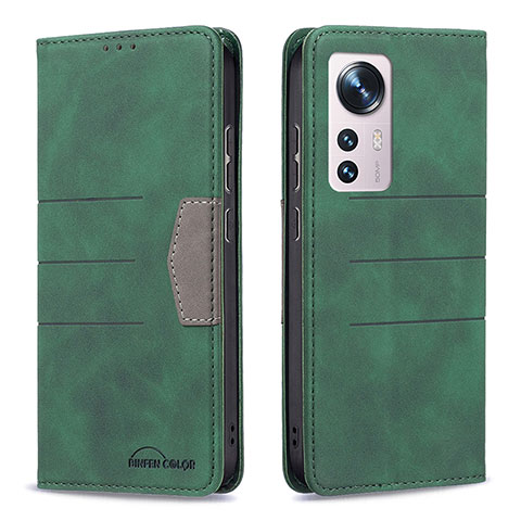 Custodia Portafoglio In Pelle Cover con Supporto B07F per Xiaomi Mi 12X 5G Verde