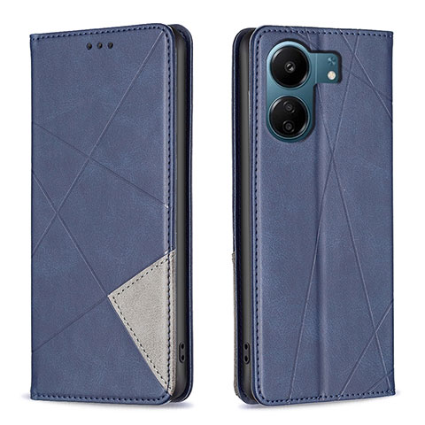 Custodia Portafoglio In Pelle Cover con Supporto B07F per Xiaomi Poco C65 Blu