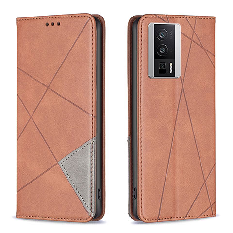 Custodia Portafoglio In Pelle Cover con Supporto B07F per Xiaomi Poco F5 Pro 5G Marrone