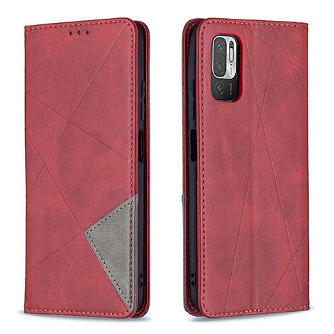Custodia Portafoglio In Pelle Cover con Supporto B07F per Xiaomi Redmi Note 10 5G Rosso