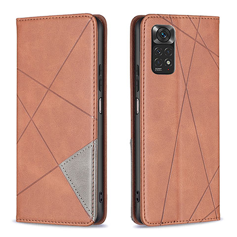 Custodia Portafoglio In Pelle Cover con Supporto B07F per Xiaomi Redmi Note 11 4G (2022) Marrone