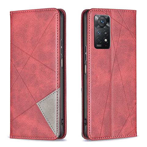 Custodia Portafoglio In Pelle Cover con Supporto B07F per Xiaomi Redmi Note 11 Pro 4G Rosso