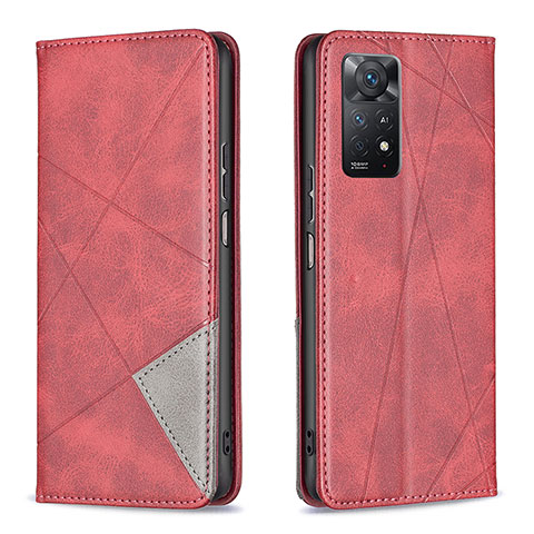 Custodia Portafoglio In Pelle Cover con Supporto B07F per Xiaomi Redmi Note 11 Pro 5G Rosso