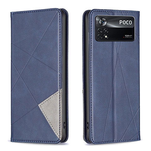 Custodia Portafoglio In Pelle Cover con Supporto B07F per Xiaomi Redmi Note 11E Pro 5G Blu