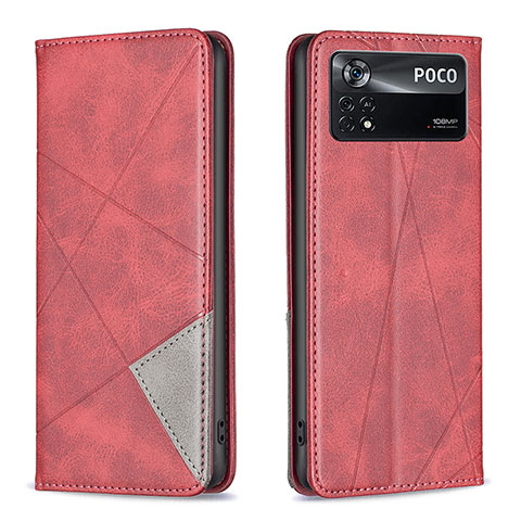 Custodia Portafoglio In Pelle Cover con Supporto B07F per Xiaomi Redmi Note 11E Pro 5G Rosso