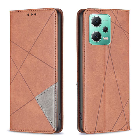 Custodia Portafoglio In Pelle Cover con Supporto B07F per Xiaomi Redmi Note 12 5G Marrone