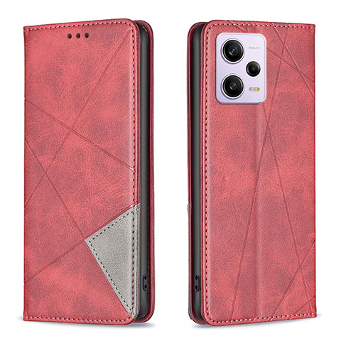 Custodia Portafoglio In Pelle Cover con Supporto B07F per Xiaomi Redmi Note 12 Pro+ Plus 5G Rosso