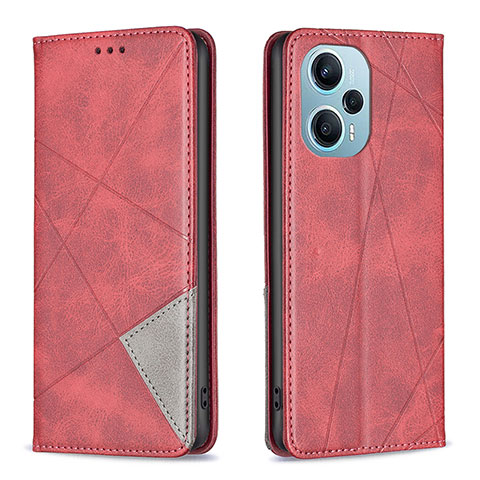 Custodia Portafoglio In Pelle Cover con Supporto B07F per Xiaomi Redmi Note 12 Turbo 5G Rosso