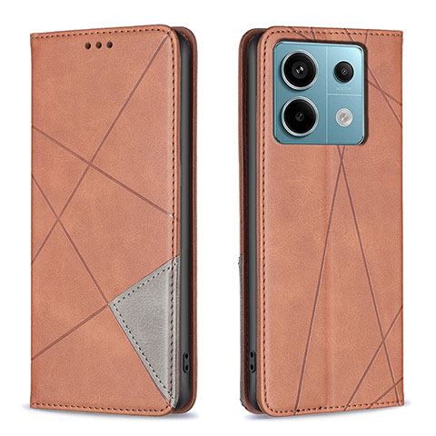 Custodia Portafoglio In Pelle Cover con Supporto B07F per Xiaomi Redmi Note 13 Pro 5G Marrone