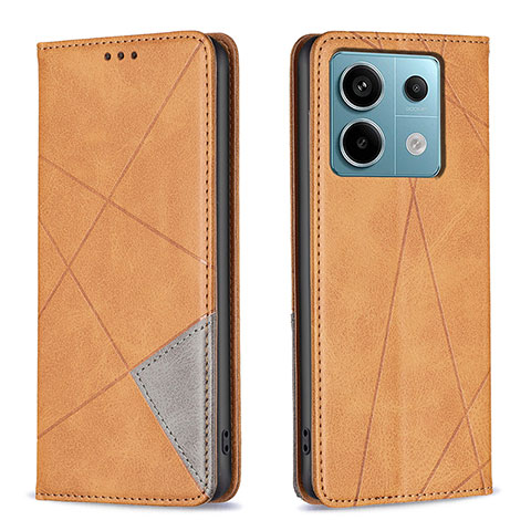 Custodia Portafoglio In Pelle Cover con Supporto B07F per Xiaomi Redmi Note 13 Pro 5G Marrone Chiaro