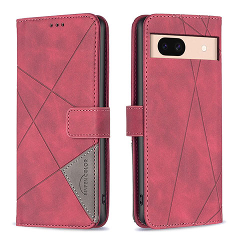 Custodia Portafoglio In Pelle Cover con Supporto B08F per Google Pixel 8a 5G Rosso