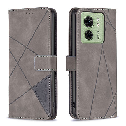 Custodia Portafoglio In Pelle Cover con Supporto B08F per Motorola Moto Edge 40 5G Grigio