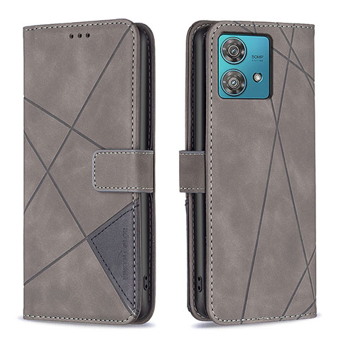 Custodia Portafoglio In Pelle Cover con Supporto B08F per Motorola Moto Edge 40 Neo 5G Grigio