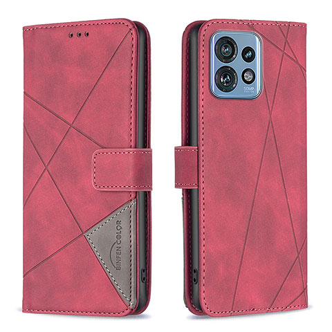 Custodia Portafoglio In Pelle Cover con Supporto B08F per Motorola Moto Edge 40 Pro 5G Rosso