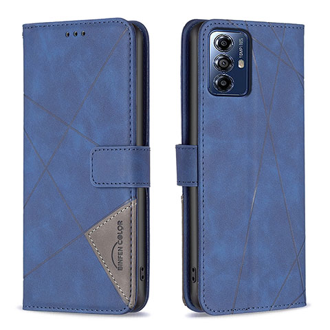 Custodia Portafoglio In Pelle Cover con Supporto B08F per Motorola Moto G Play (2023) Blu