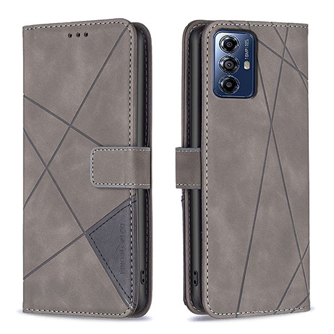 Custodia Portafoglio In Pelle Cover con Supporto B08F per Motorola Moto G Power (2022) Grigio