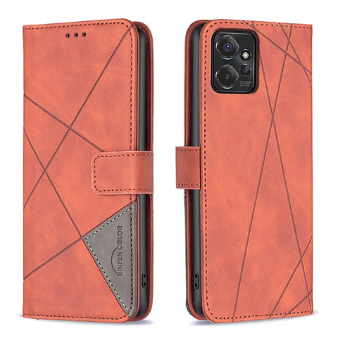 Custodia Portafoglio In Pelle Cover con Supporto B08F per Motorola Moto G Power 5G (2023) Arancione