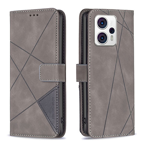 Custodia Portafoglio In Pelle Cover con Supporto B08F per Motorola Moto G13 Grigio