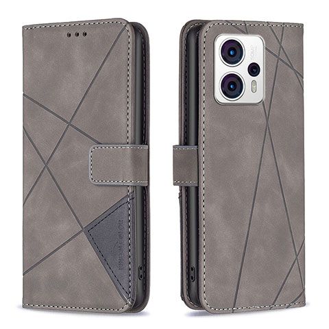 Custodia Portafoglio In Pelle Cover con Supporto B08F per Motorola Moto G23 Grigio