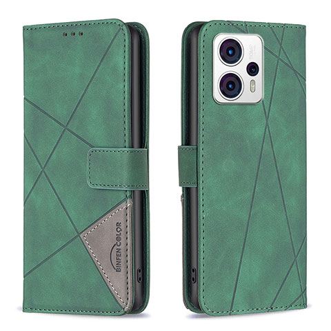 Custodia Portafoglio In Pelle Cover con Supporto B08F per Motorola Moto G23 Verde