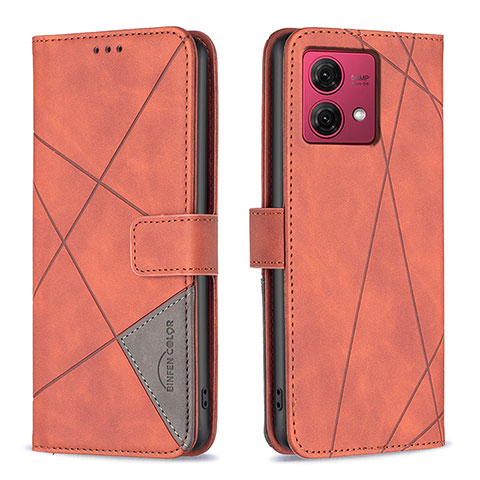 Custodia Portafoglio In Pelle Cover con Supporto B08F per Motorola Moto G84 5G Arancione