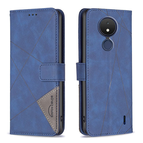 Custodia Portafoglio In Pelle Cover con Supporto B08F per Nokia C21 Blu