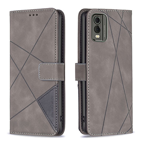 Custodia Portafoglio In Pelle Cover con Supporto B08F per Nokia C32 Grigio