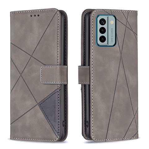 Custodia Portafoglio In Pelle Cover con Supporto B08F per Nokia G22 Grigio