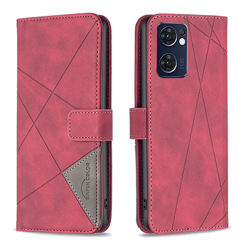 Custodia Portafoglio In Pelle Cover con Supporto B08F per OnePlus Nord CE 2 5G Rosso