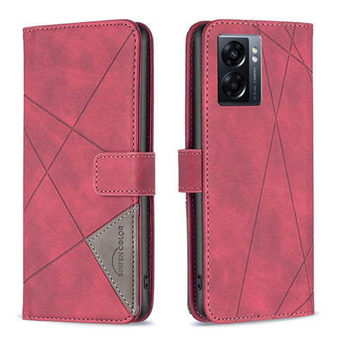 Custodia Portafoglio In Pelle Cover con Supporto B08F per OnePlus Nord N300 5G Rosso