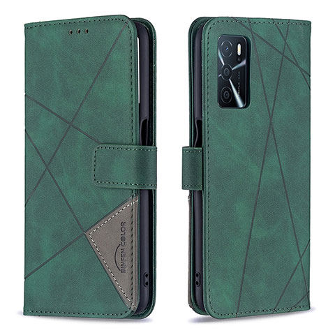 Custodia Portafoglio In Pelle Cover con Supporto B08F per Oppo A16s Verde