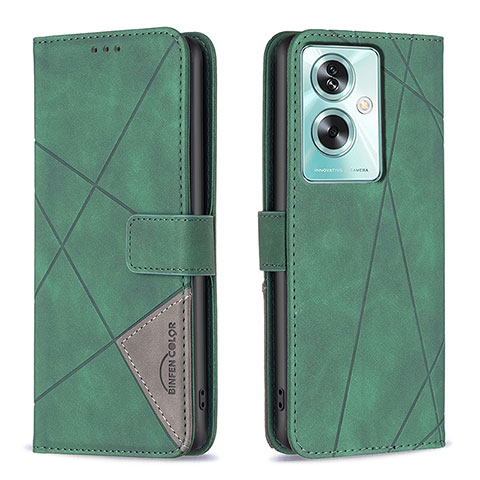 Custodia Portafoglio In Pelle Cover con Supporto B08F per Oppo A2 5G Verde