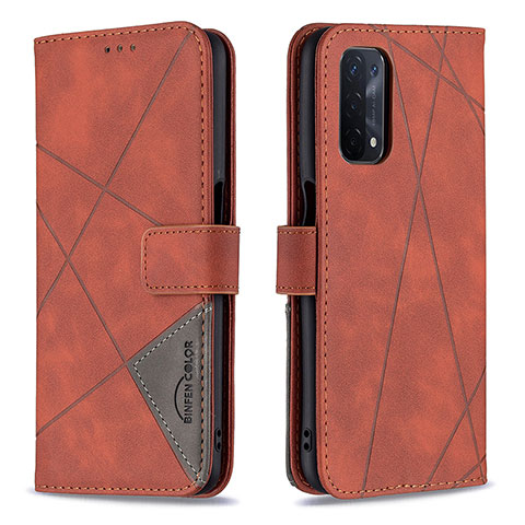 Custodia Portafoglio In Pelle Cover con Supporto B08F per Oppo A54 5G Arancione