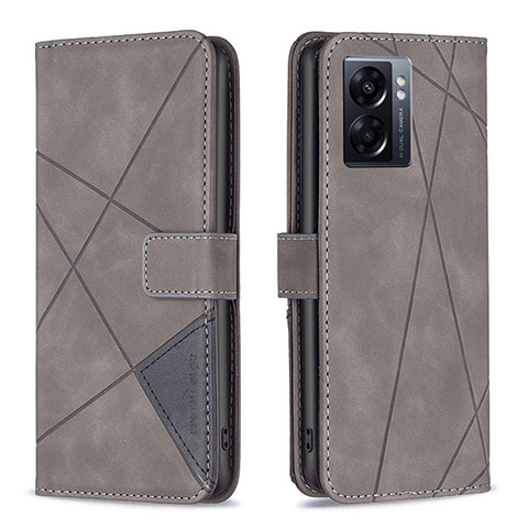 Custodia Portafoglio In Pelle Cover con Supporto B08F per Oppo A57 5G Grigio