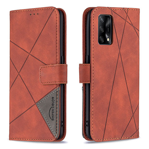 Custodia Portafoglio In Pelle Cover con Supporto B08F per Oppo A74 4G Arancione