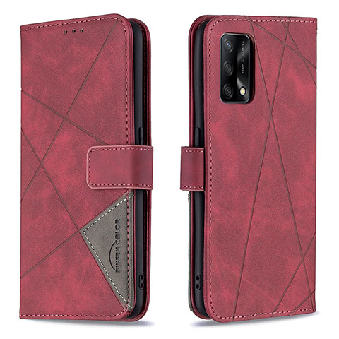 Custodia Portafoglio In Pelle Cover con Supporto B08F per Oppo A74 4G Rosso